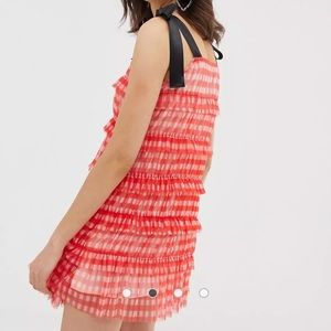 LAST CHANCE Dusty Daze exclusive to Asos swing gingham dress with tie shoulder